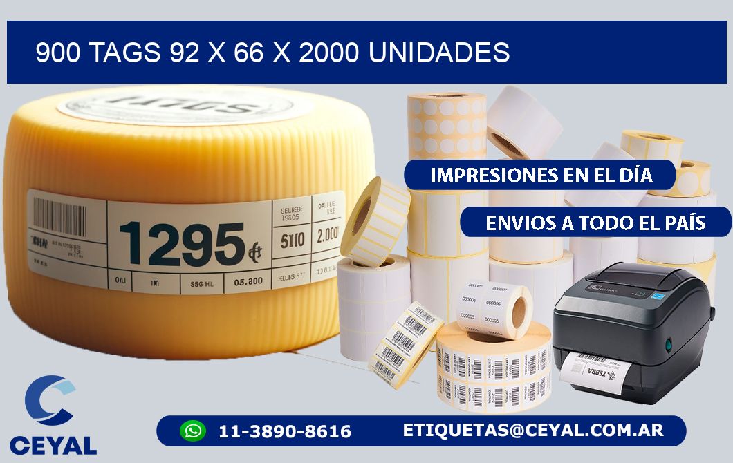 900 TAGS 92 x 66 X 2000 UNIDADES
