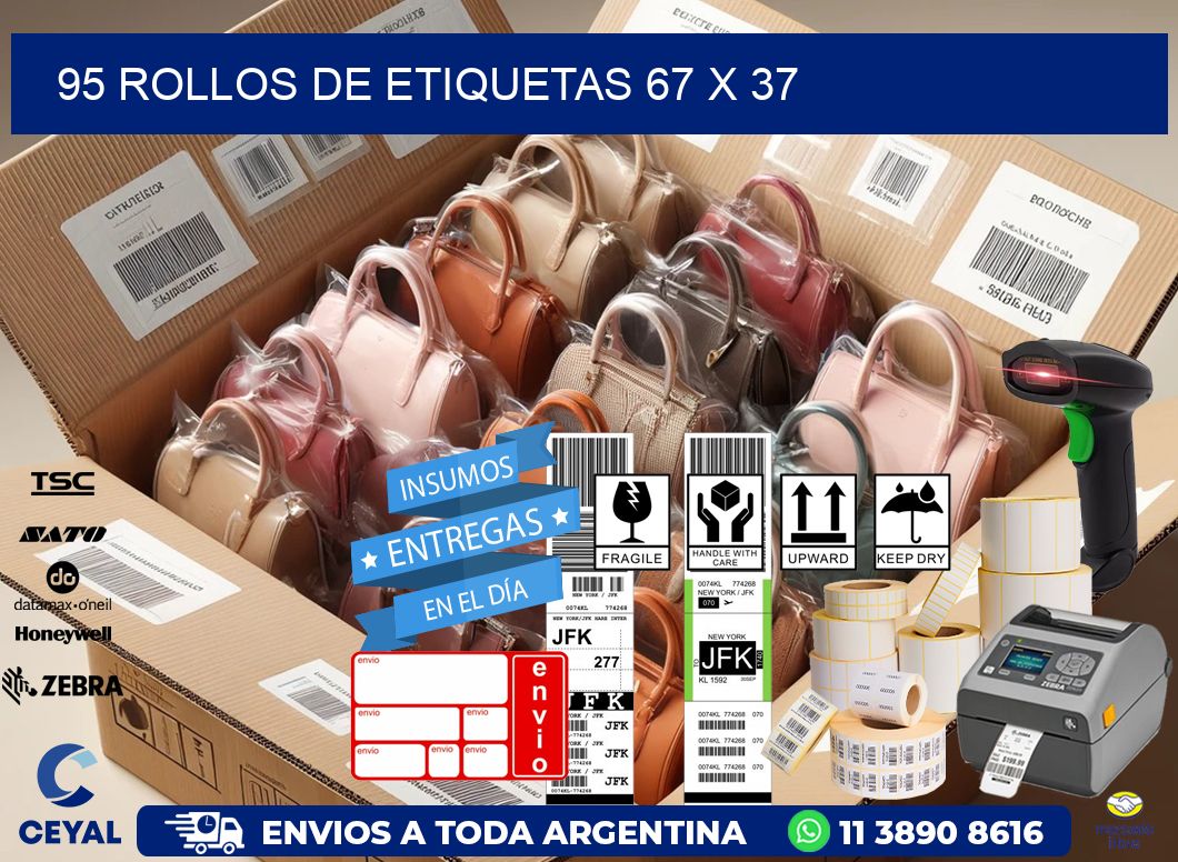 95 ROLLOS DE ETIQUETAS 67 x 37