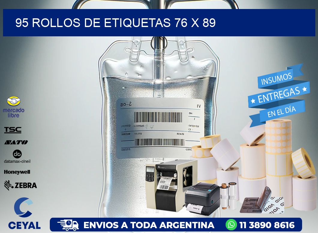 95 ROLLOS DE ETIQUETAS 76 x 89