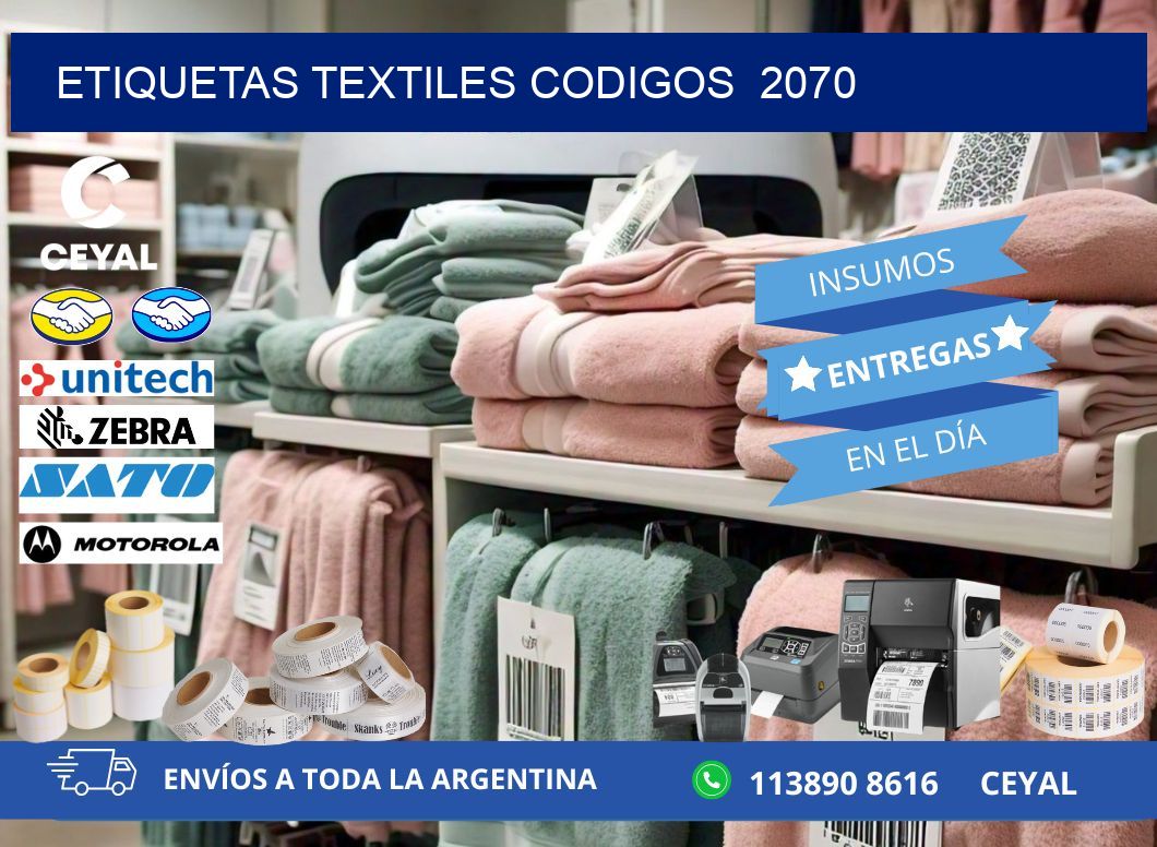 ETIQUETAS TEXTILES CODIGOS  2070