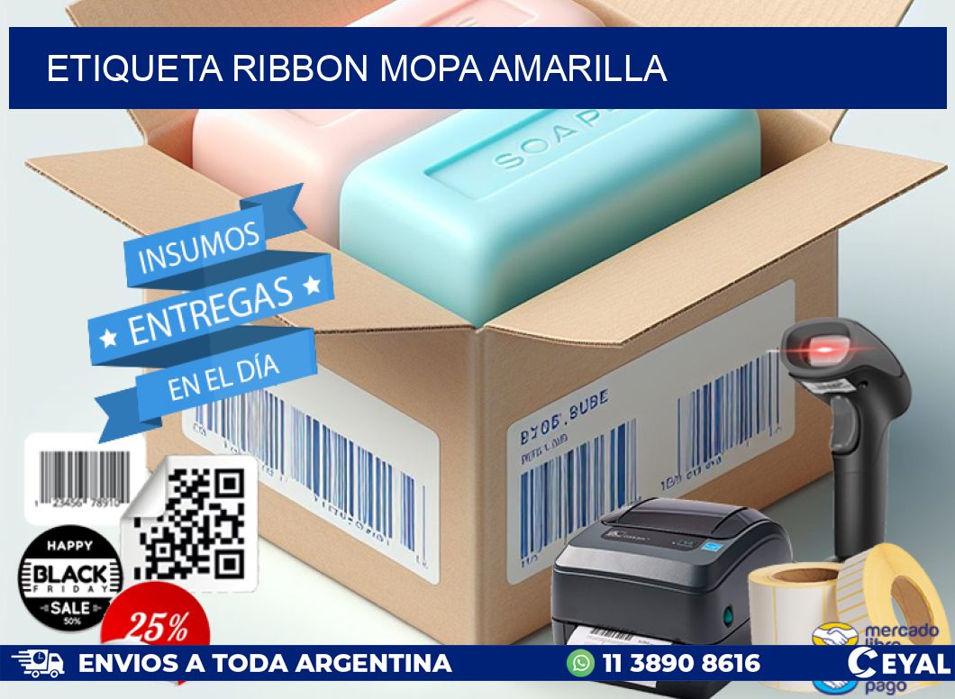 ETIQUETA RIBBON MOPA AMARILLA