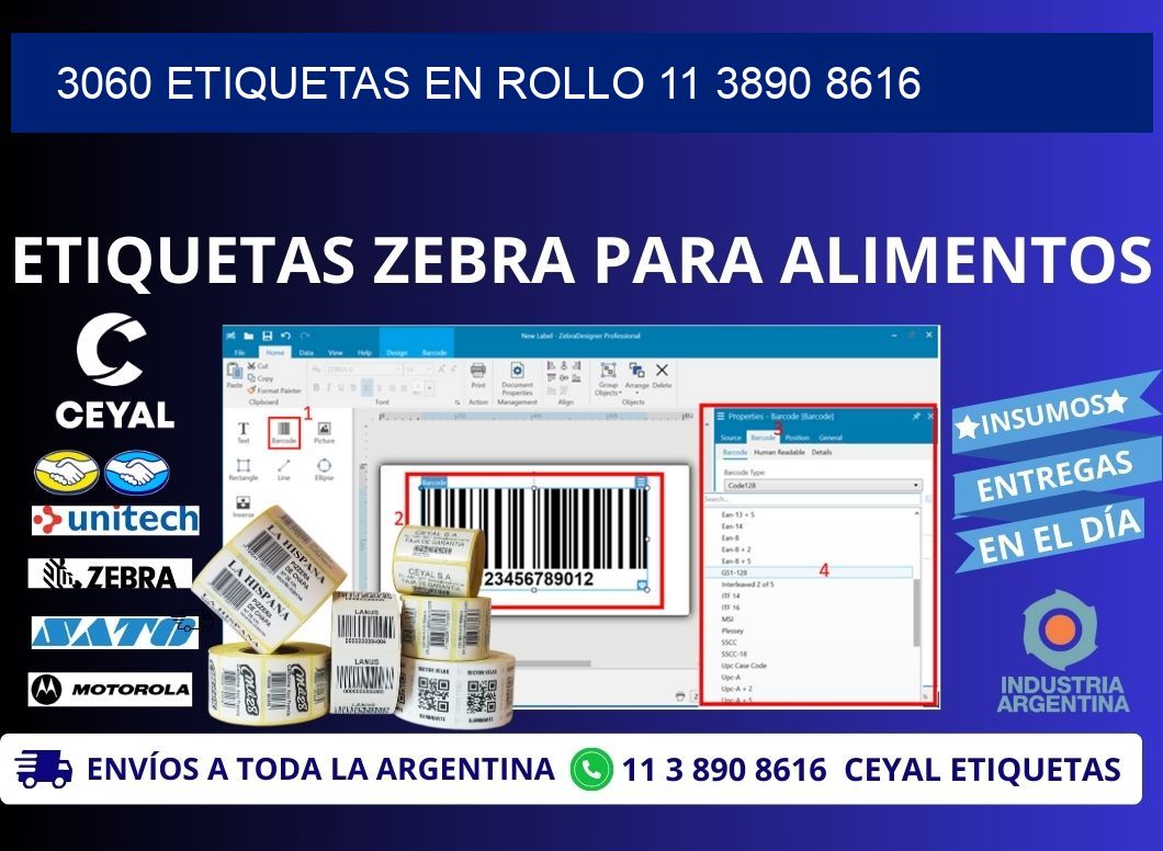 3060 ETIQUETAS EN ROLLO 11 3890 8616