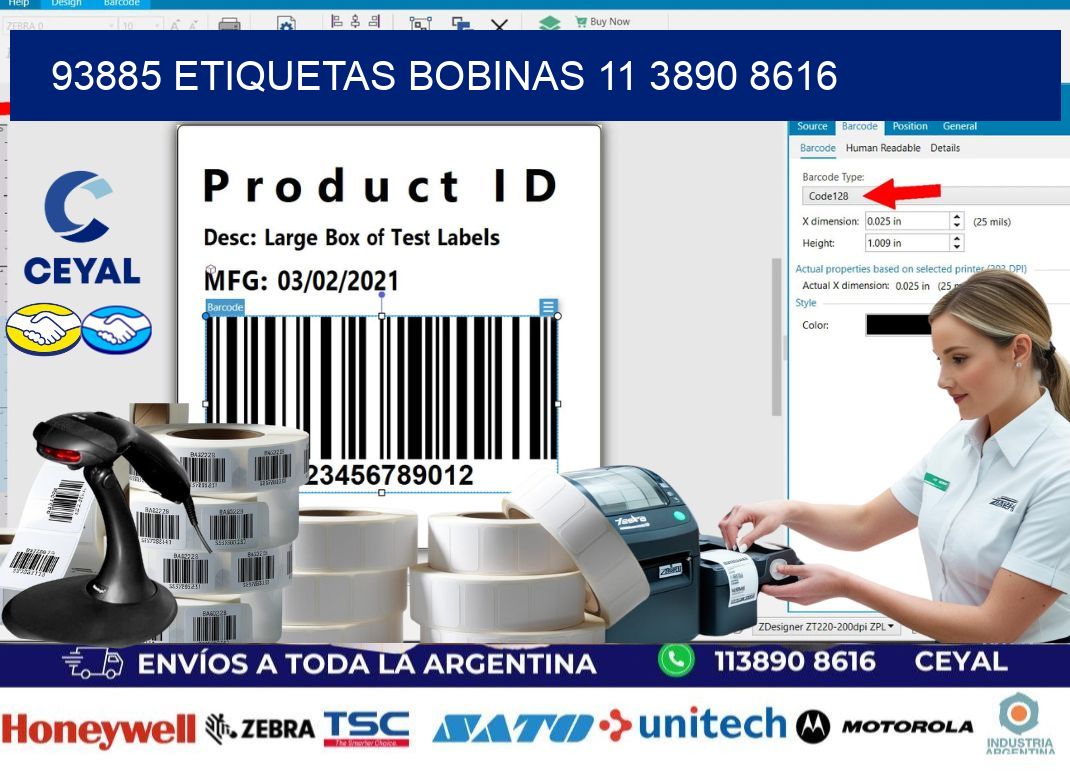 93885 ETIQUETAS BOBINAS 11 3890 8616