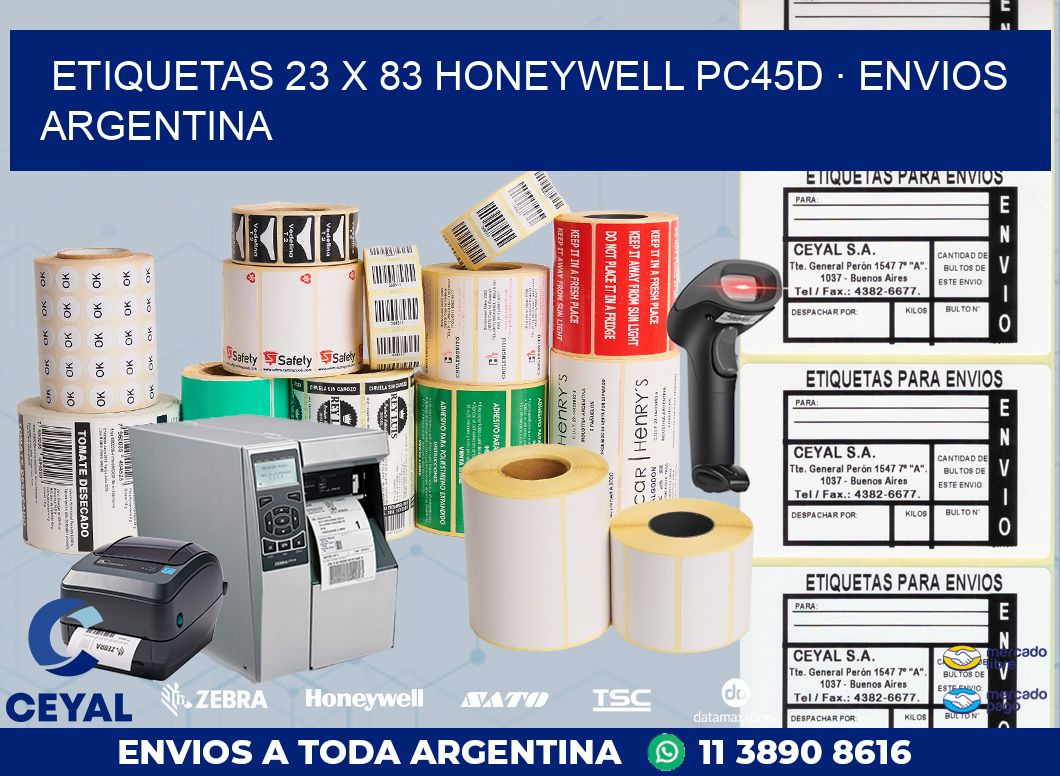ETIQUETAS 23 x 83 HONEYWELL PC45D · ENVIOS ARGENTINA