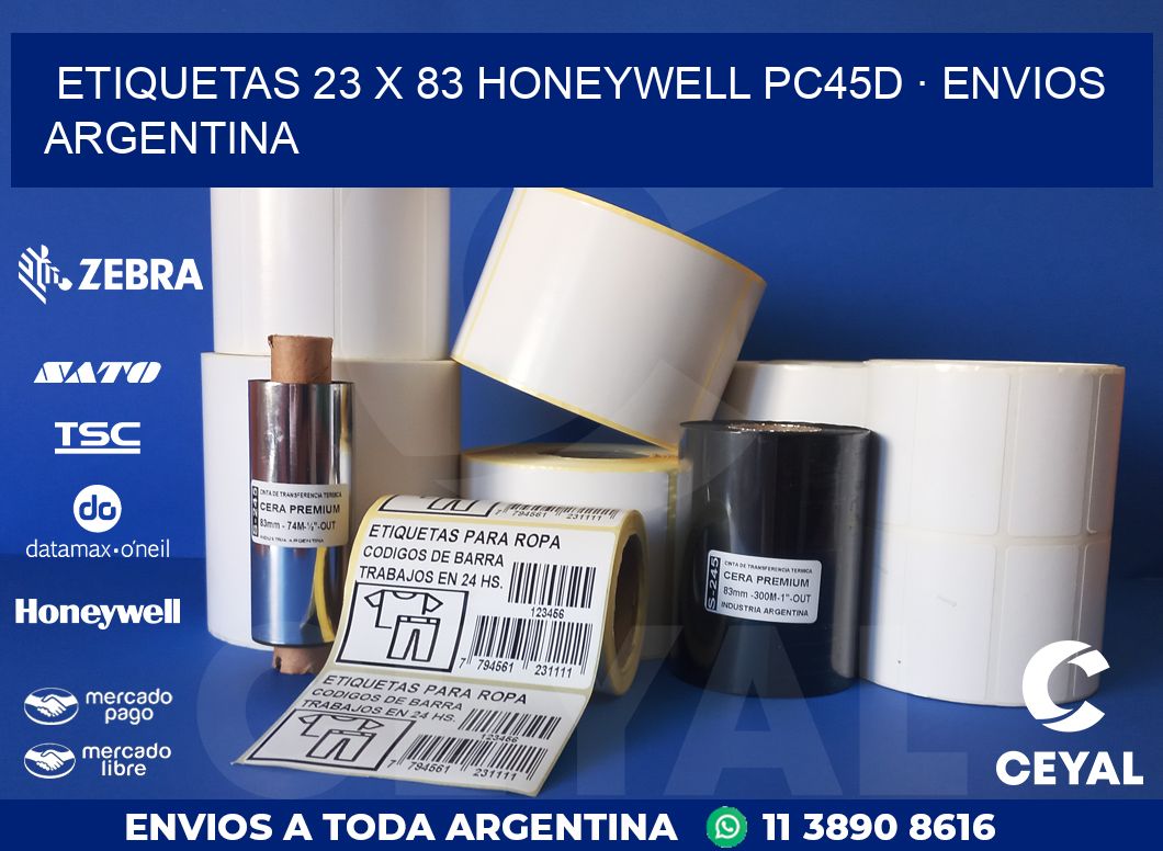 ETIQUETAS 23 x 83 HONEYWELL PC45D · ENVIOS ARGENTINA