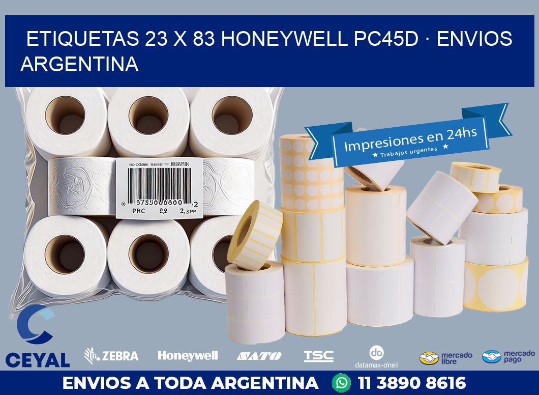 ETIQUETAS 23 x 83 HONEYWELL PC45D · ENVIOS ARGENTINA