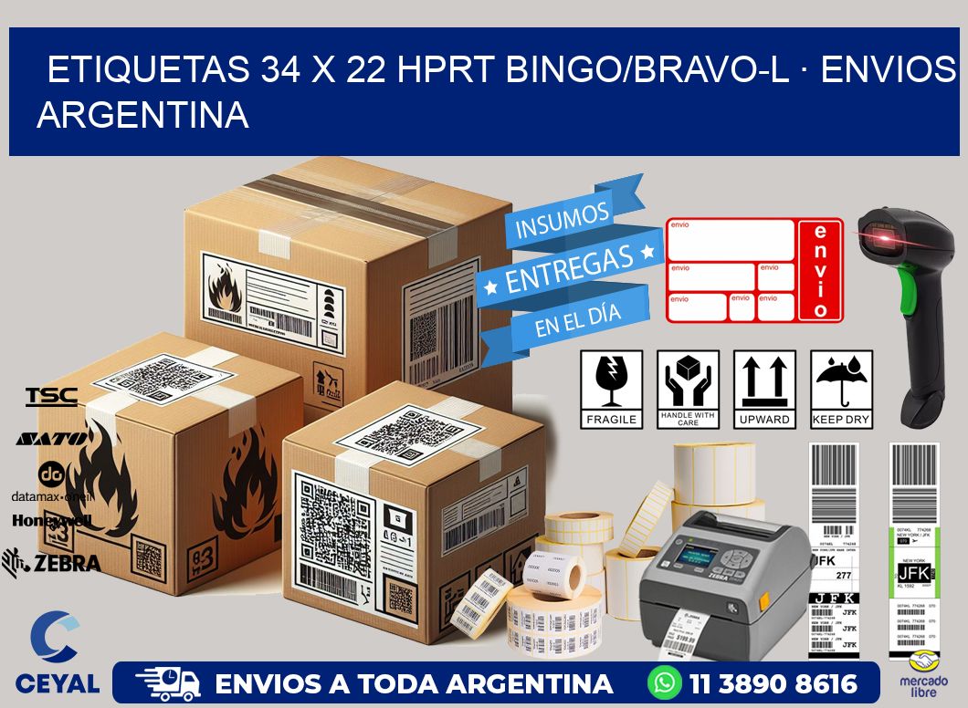 ETIQUETAS 34 x 22 HPRT BINGO/BRAVO-L · ENVIOS ARGENTINA