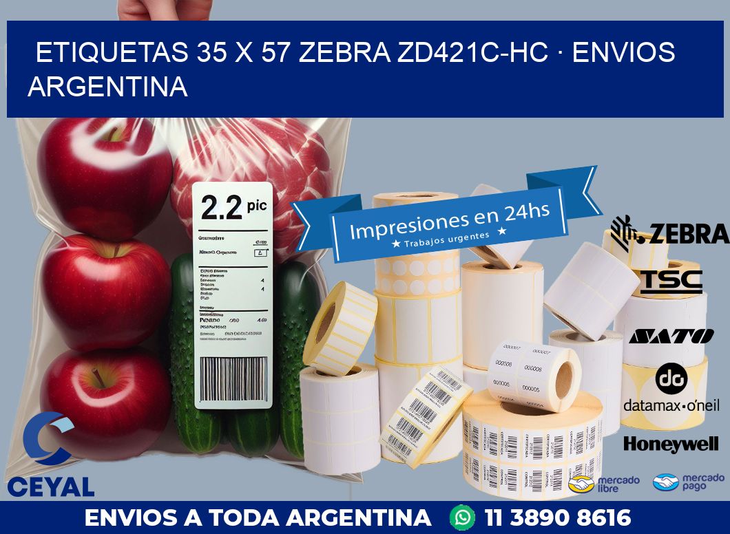 ETIQUETAS 35 x 57 ZEBRA ZD421C-HC · ENVIOS ARGENTINA