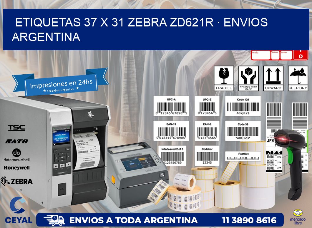 ETIQUETAS 37 x 31 ZEBRA ZD621R · ENVIOS ARGENTINA