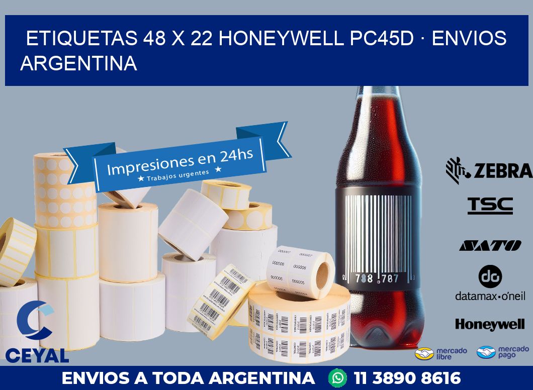 ETIQUETAS 48 x 22 HONEYWELL PC45D · ENVIOS ARGENTINA