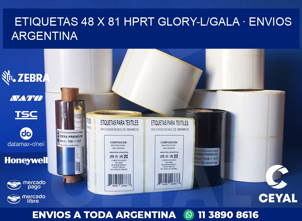 ETIQUETAS 48 x 81 HPRT GLORY-L/GALA · ENVIOS ARGENTINA