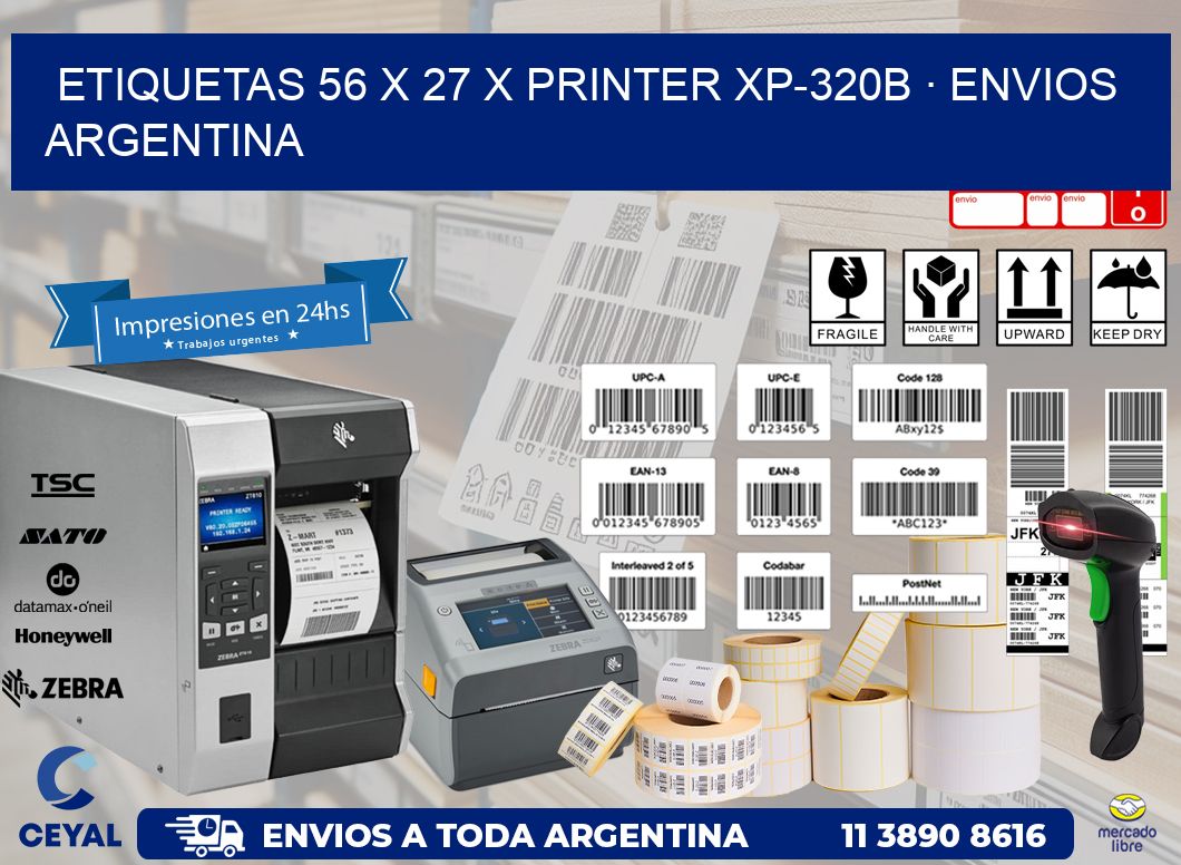 ETIQUETAS 56 x 27 X PRINTER XP-320B · ENVIOS ARGENTINA