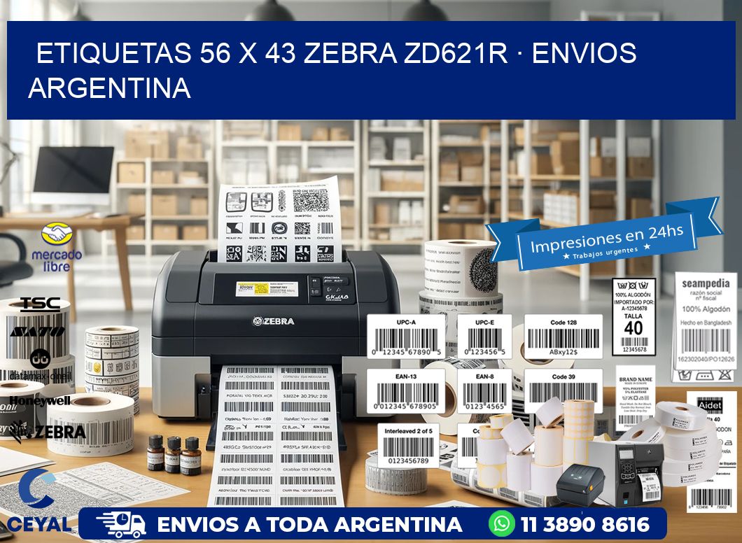 ETIQUETAS 56 x 43 ZEBRA ZD621R · ENVIOS ARGENTINA