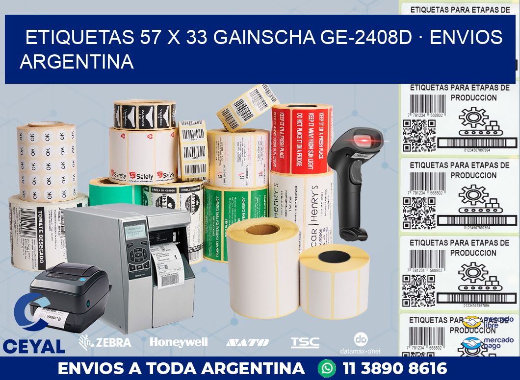 ETIQUETAS 57 x 33 GAINSCHA GE-2408D · ENVIOS ARGENTINA