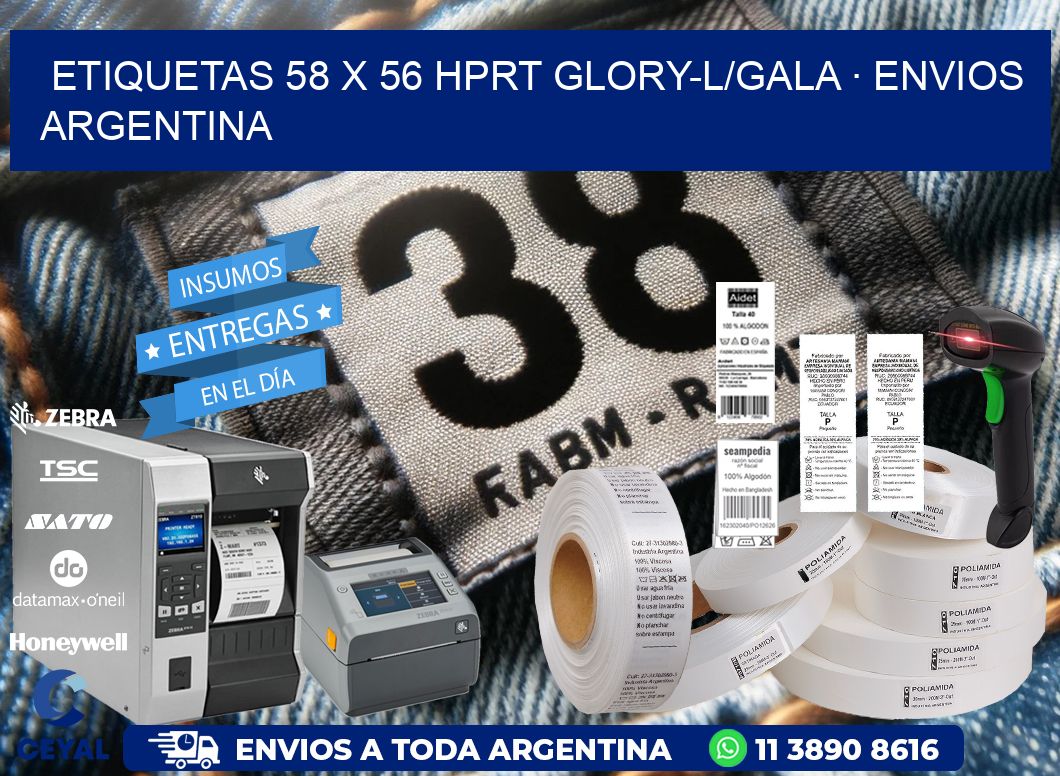ETIQUETAS 58 x 56 HPRT GLORY-L/GALA · ENVIOS ARGENTINA
