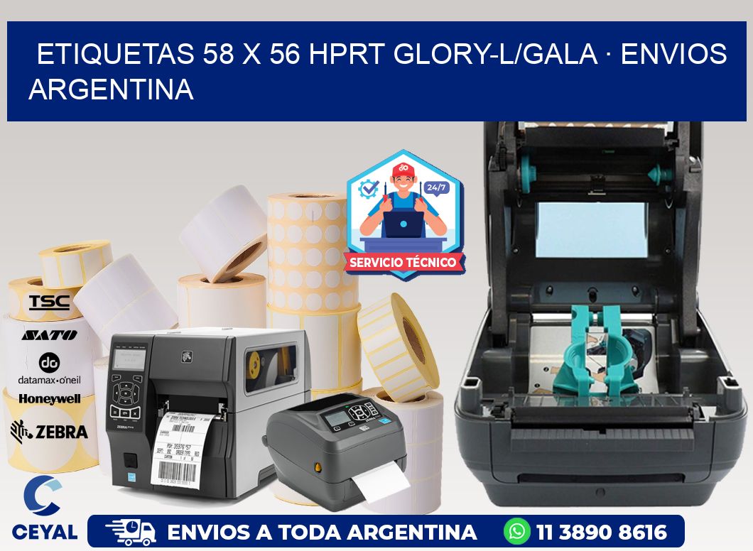 ETIQUETAS 58 x 56 HPRT GLORY-L/GALA · ENVIOS ARGENTINA