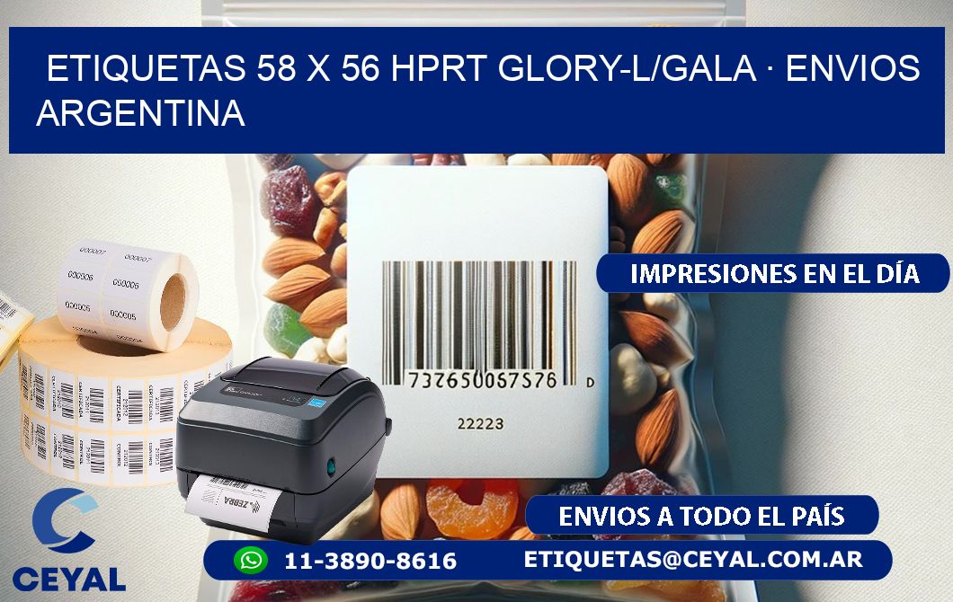 ETIQUETAS 58 x 56 HPRT GLORY-L/GALA · ENVIOS ARGENTINA