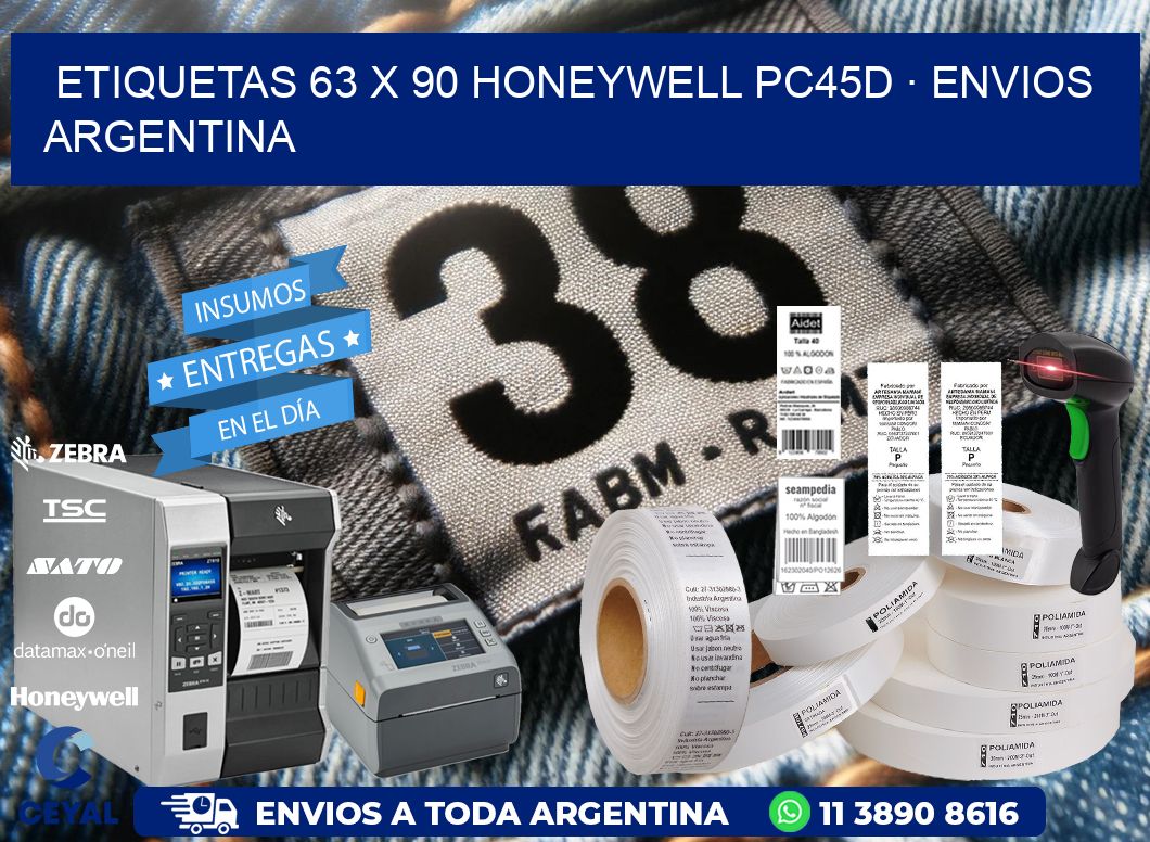 ETIQUETAS 63 x 90 HONEYWELL PC45D · ENVIOS ARGENTINA