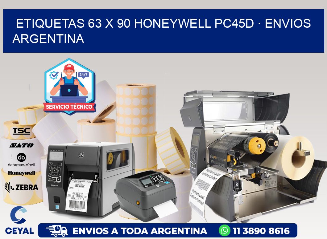 ETIQUETAS 63 x 90 HONEYWELL PC45D · ENVIOS ARGENTINA