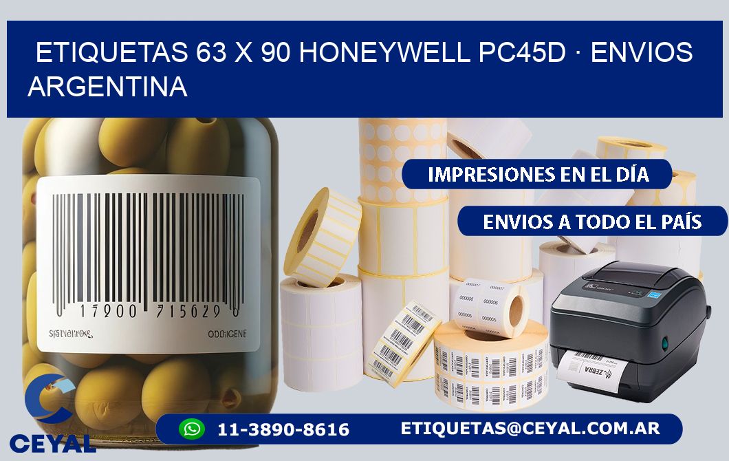 ETIQUETAS 63 x 90 HONEYWELL PC45D · ENVIOS ARGENTINA