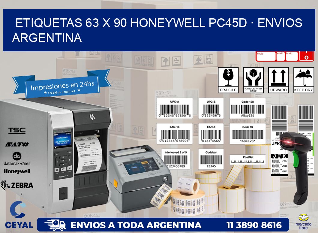 ETIQUETAS 63 x 90 HONEYWELL PC45D · ENVIOS ARGENTINA