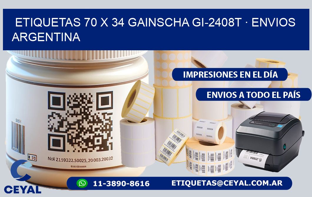 ETIQUETAS 70 x 34 GAINSCHA GI-2408T · ENVIOS ARGENTINA