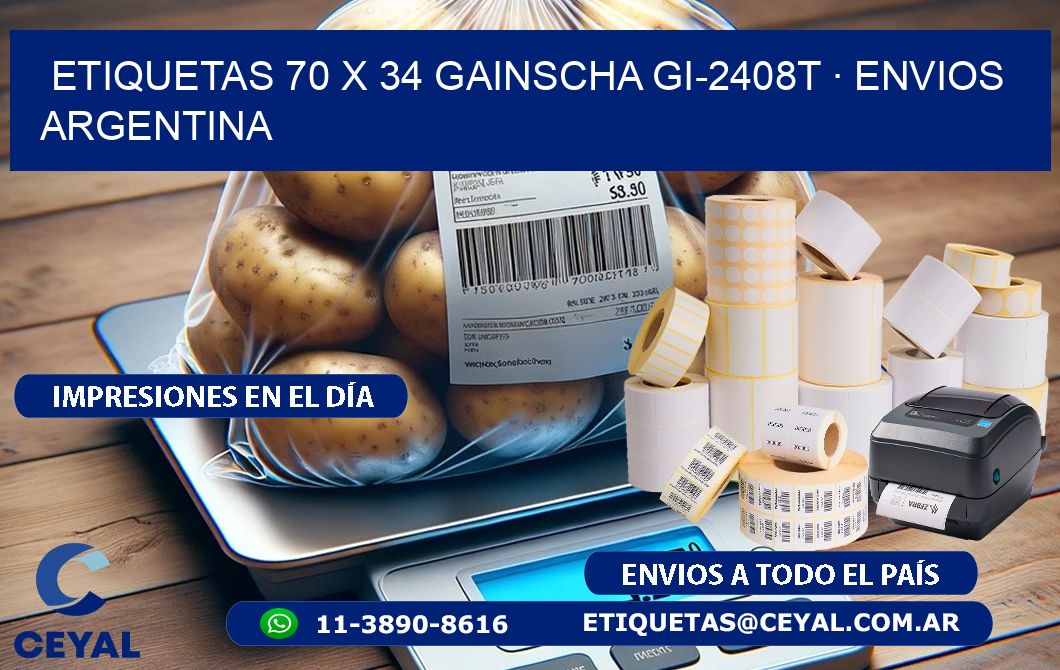 ETIQUETAS 70 x 34 GAINSCHA GI-2408T · ENVIOS ARGENTINA