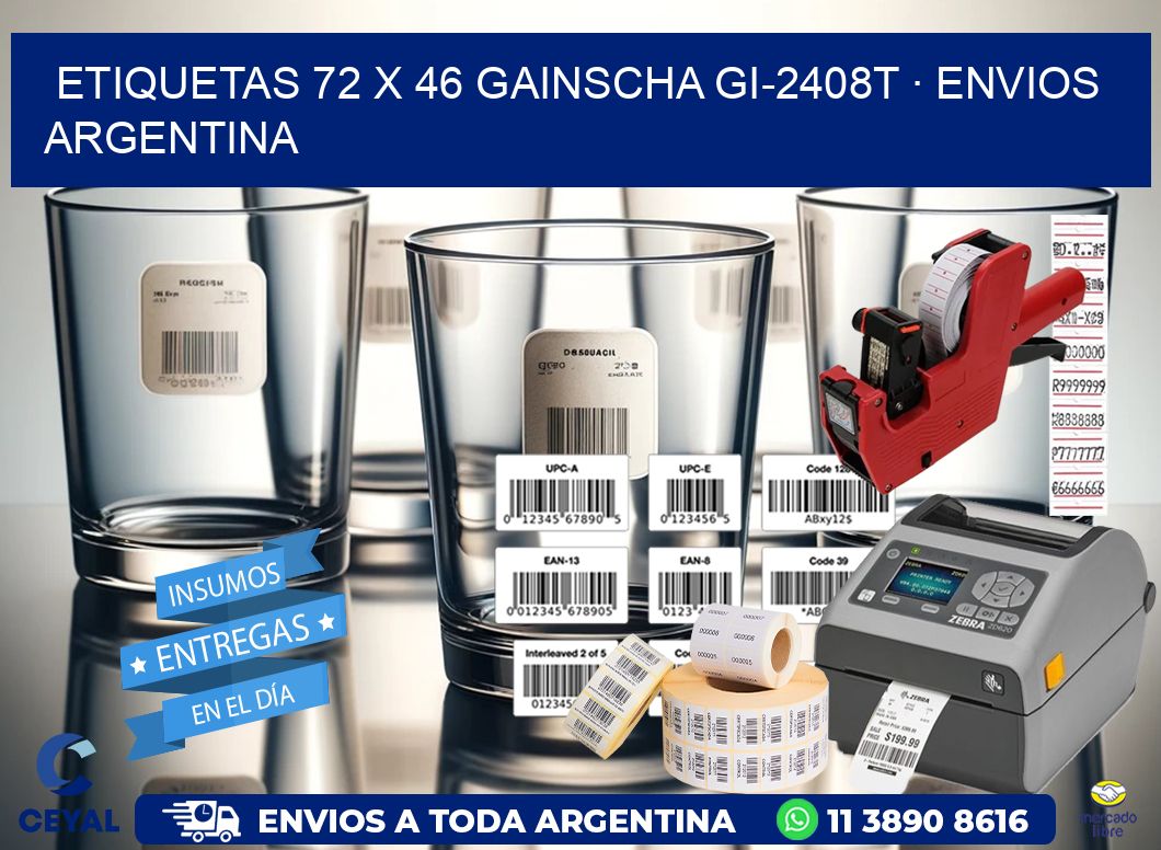 ETIQUETAS 72 x 46 GAINSCHA GI-2408T · ENVIOS ARGENTINA
