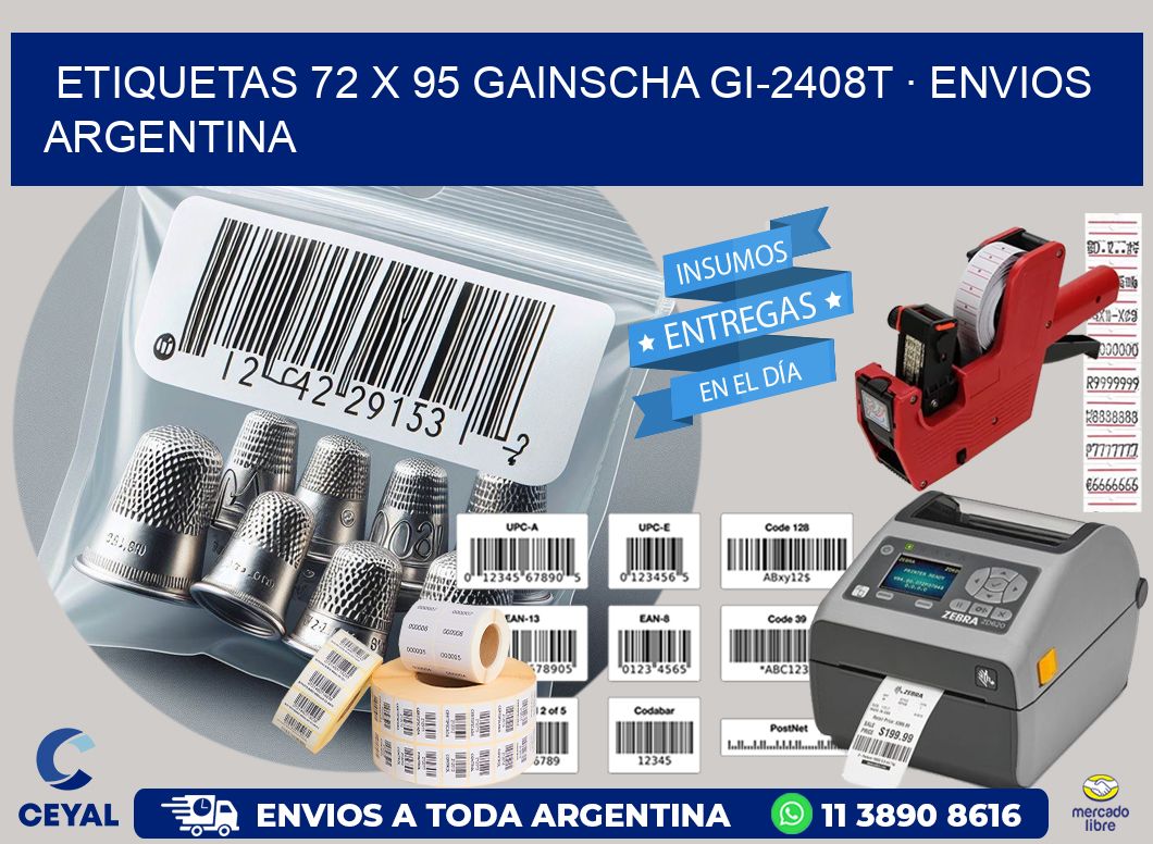 ETIQUETAS 72 x 95 GAINSCHA GI-2408T · ENVIOS ARGENTINA