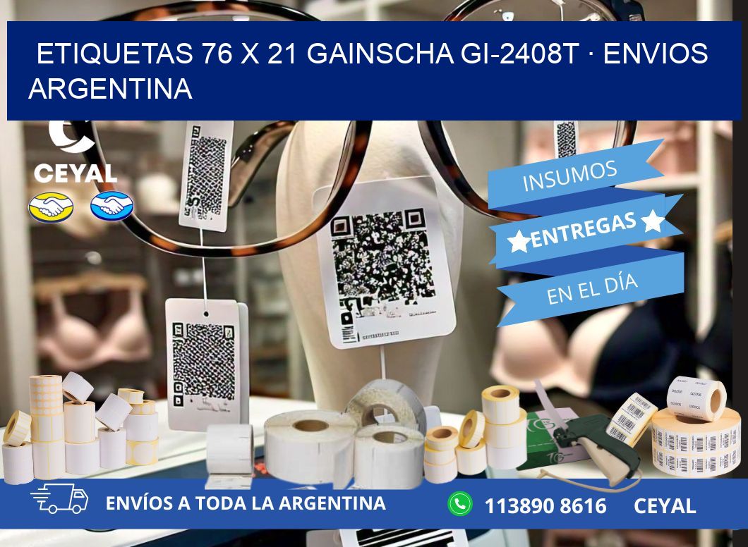 ETIQUETAS 76 x 21 GAINSCHA GI-2408T · ENVIOS ARGENTINA