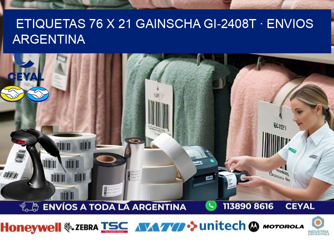 ETIQUETAS 76 x 21 GAINSCHA GI-2408T · ENVIOS ARGENTINA