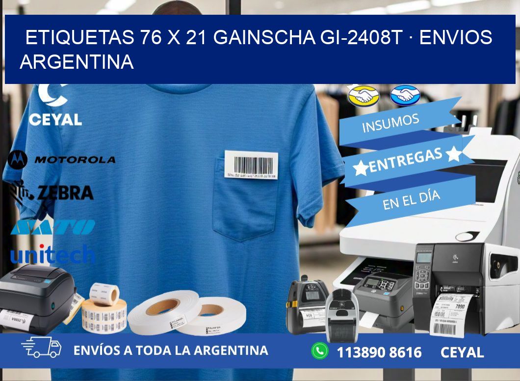 ETIQUETAS 76 x 21 GAINSCHA GI-2408T · ENVIOS ARGENTINA