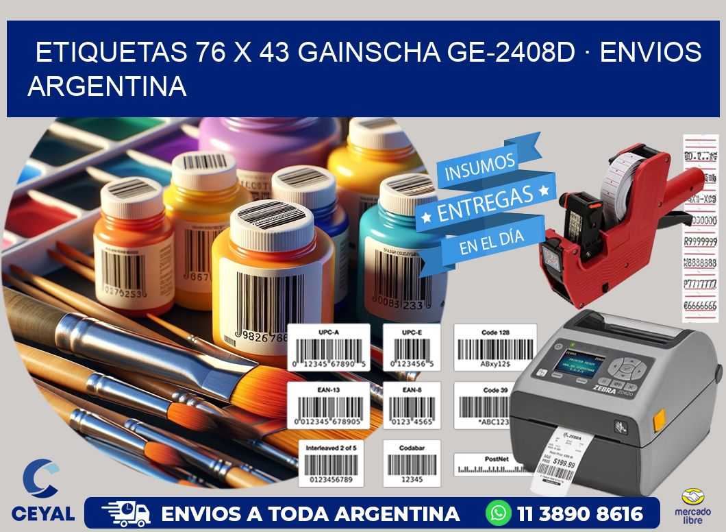 ETIQUETAS 76 x 43 GAINSCHA GE-2408D · ENVIOS ARGENTINA