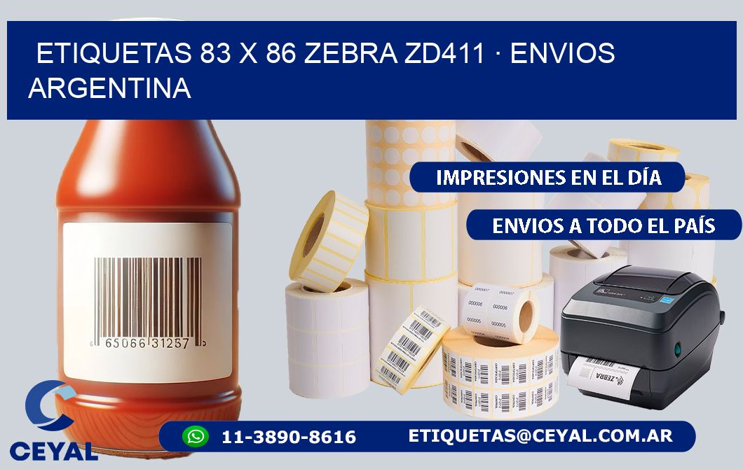 ETIQUETAS 83 x 86 ZEBRA ZD411 · ENVIOS ARGENTINA