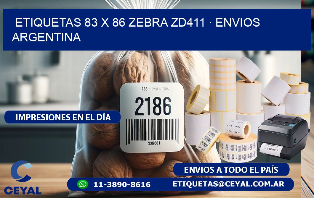 ETIQUETAS 83 x 86 ZEBRA ZD411 · ENVIOS ARGENTINA