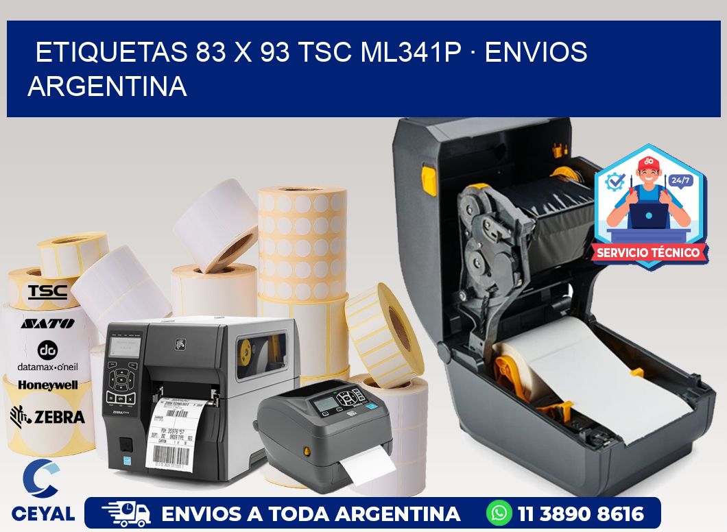 ETIQUETAS 83 x 93 TSC ML341P · ENVIOS ARGENTINA