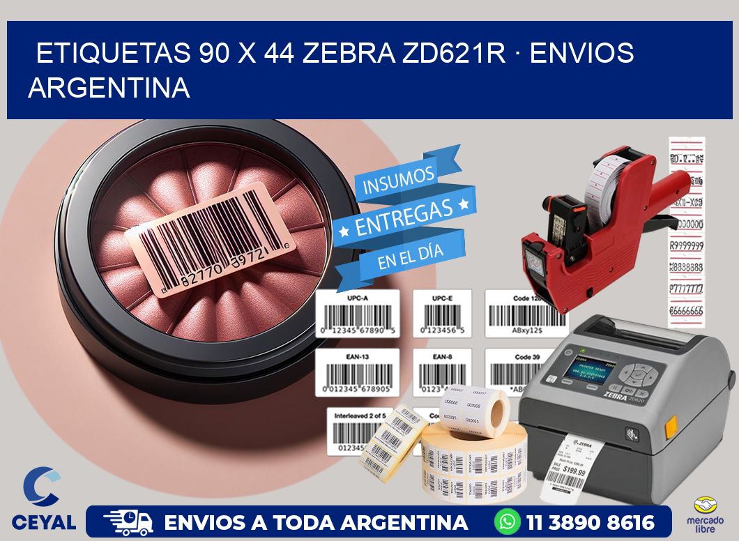 ETIQUETAS 90 x 44 ZEBRA ZD621R · ENVIOS ARGENTINA