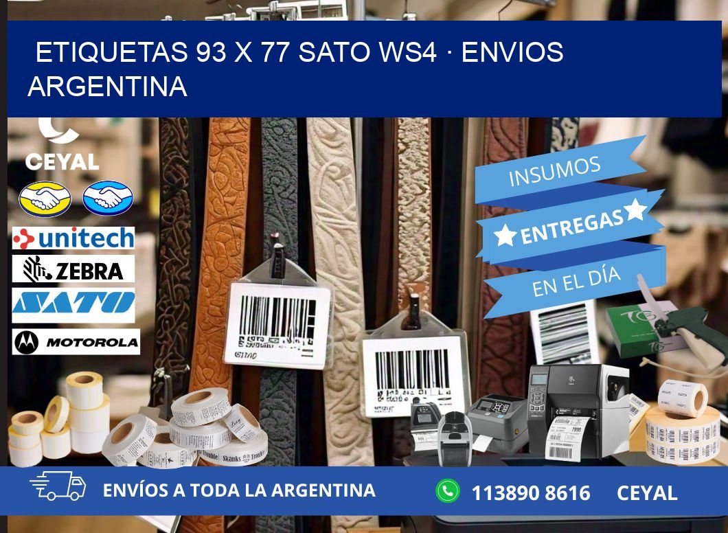 ETIQUETAS 93 x 77 SATO WS4 · ENVIOS ARGENTINA
