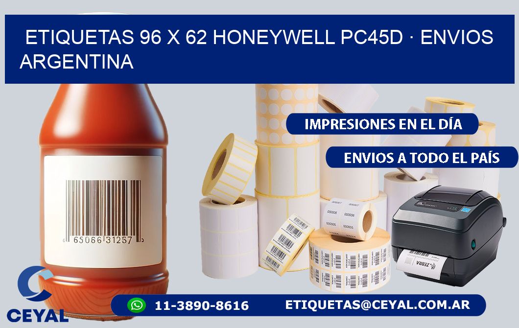 ETIQUETAS 96 x 62 HONEYWELL PC45D · ENVIOS ARGENTINA