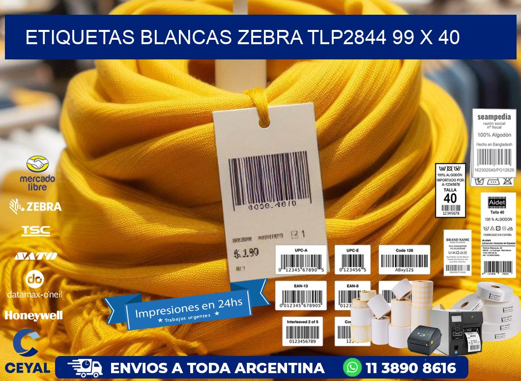 ETIQUETAS BLANCAS ZEBRA TLP2844 99 x 40