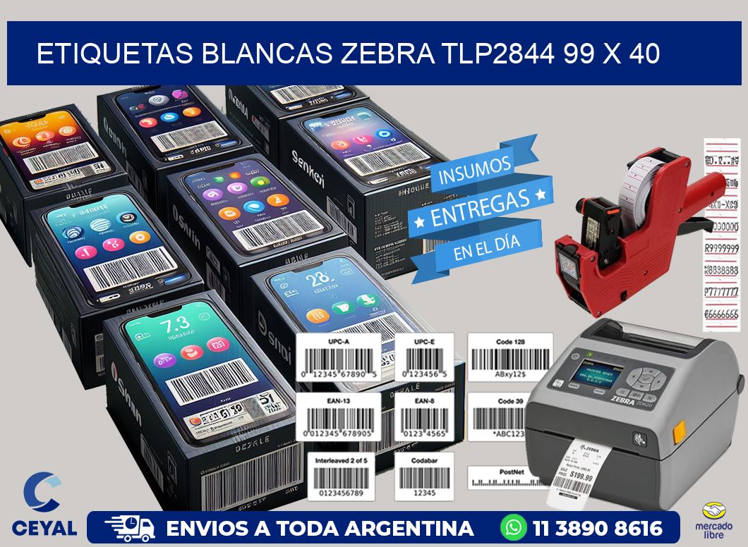 ETIQUETAS BLANCAS ZEBRA TLP2844 99 x 40