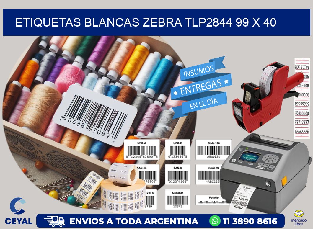 ETIQUETAS BLANCAS ZEBRA TLP2844 99 x 40