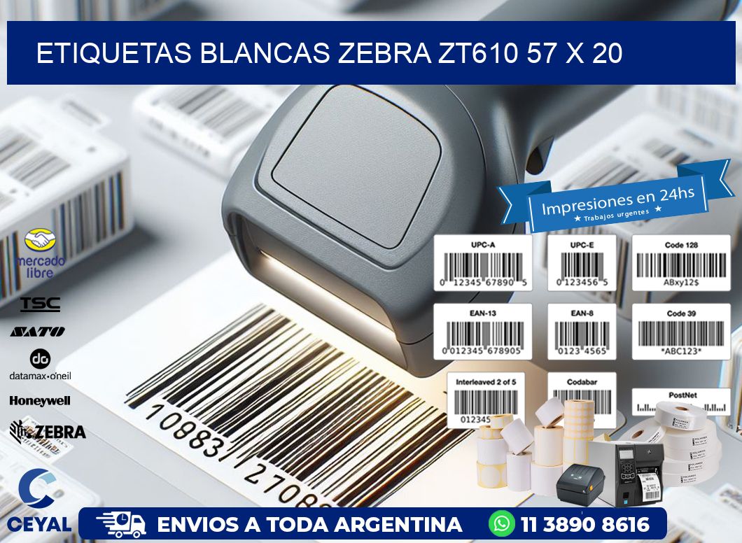 ETIQUETAS BLANCAS ZEBRA ZT610 57 x 20