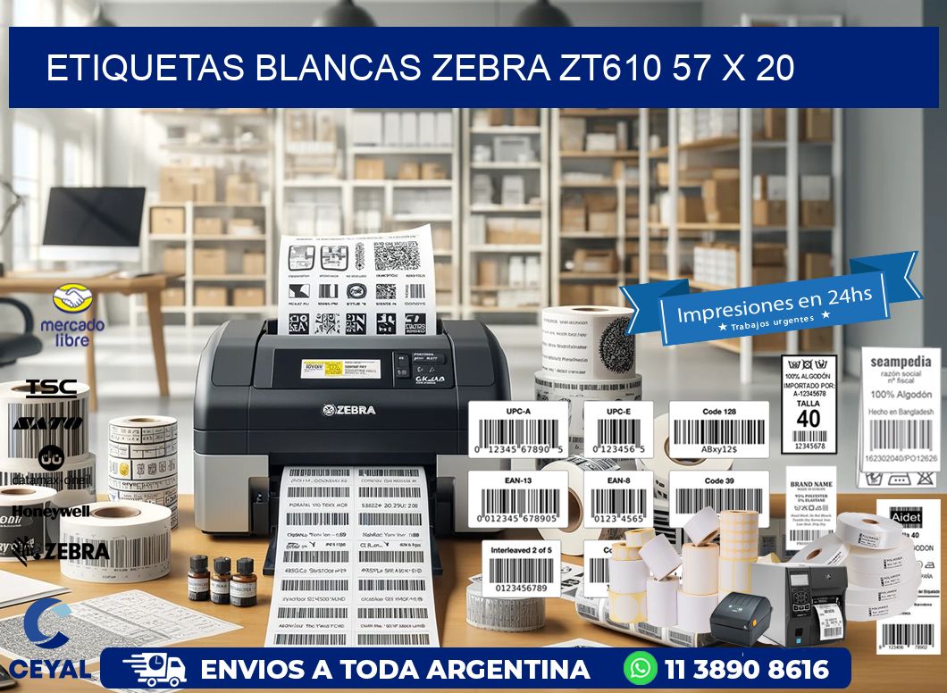 ETIQUETAS BLANCAS ZEBRA ZT610 57 x 20