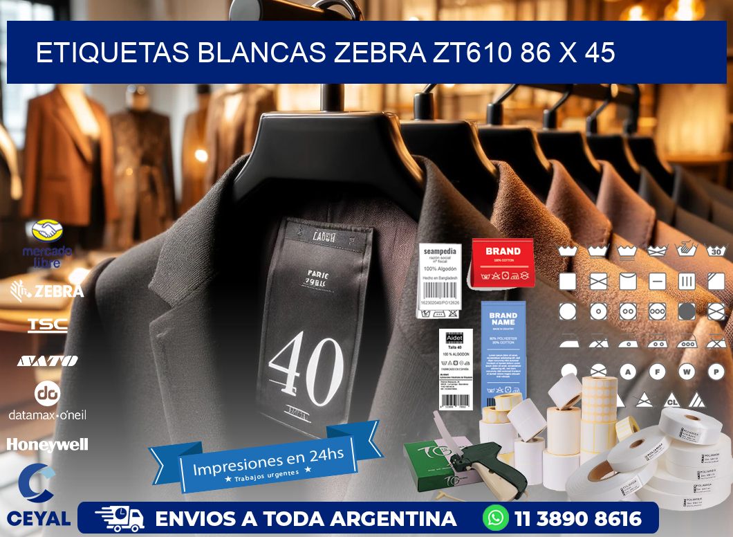 ETIQUETAS BLANCAS ZEBRA ZT610 86 x 45