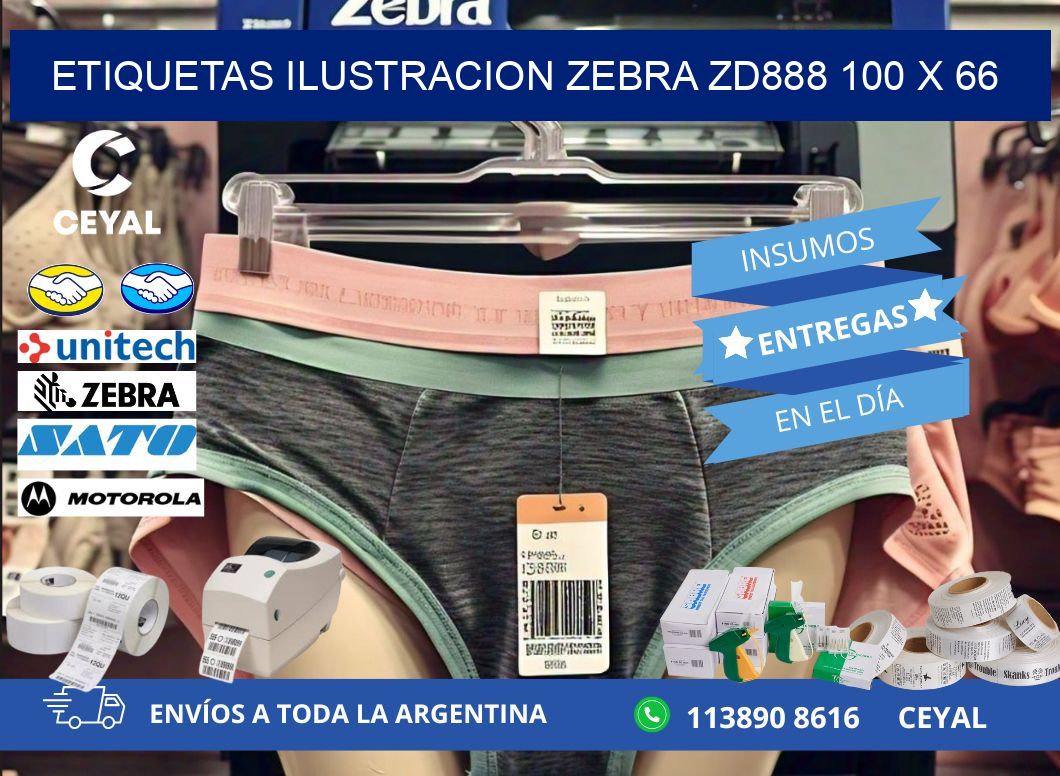 ETIQUETAS ILUSTRACION ZEBRA ZD888 100 x 66