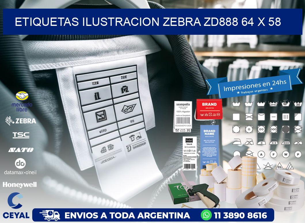 ETIQUETAS ILUSTRACION ZEBRA ZD888 64 x 58