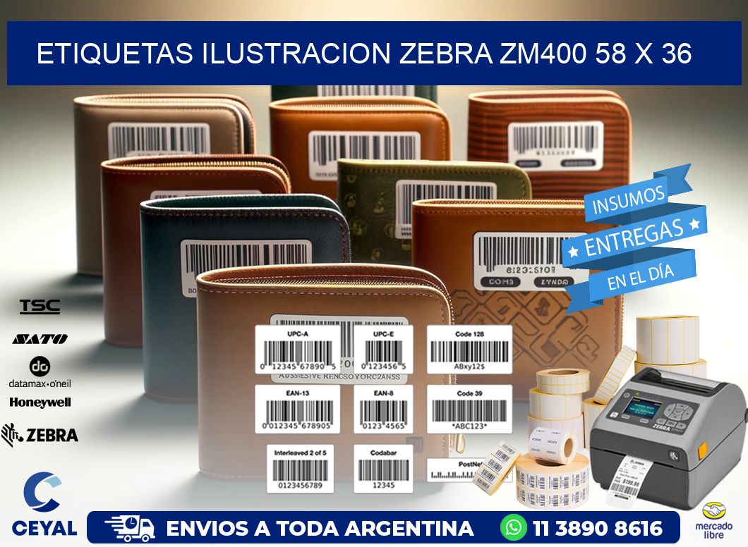 ETIQUETAS ILUSTRACION ZEBRA ZM400 58 x 36