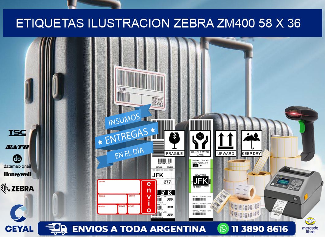 ETIQUETAS ILUSTRACION ZEBRA ZM400 58 x 36