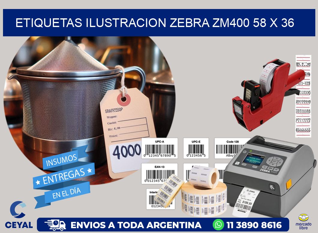 ETIQUETAS ILUSTRACION ZEBRA ZM400 58 x 36